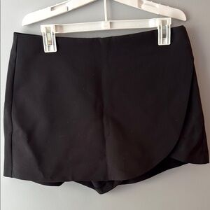 Zara Black Wrap-Front Skort Shorts
